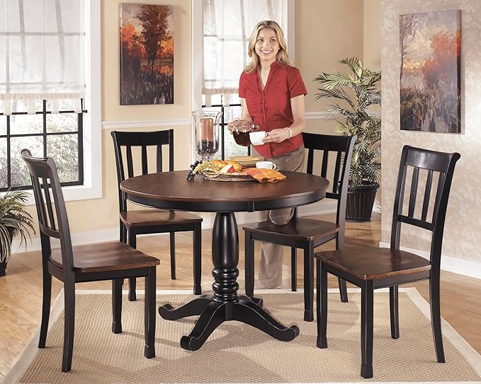 Signature Design by Ashley Owingsville Modern Farmhouse Dining Room Side Chair, Set of 2, Black and Brown