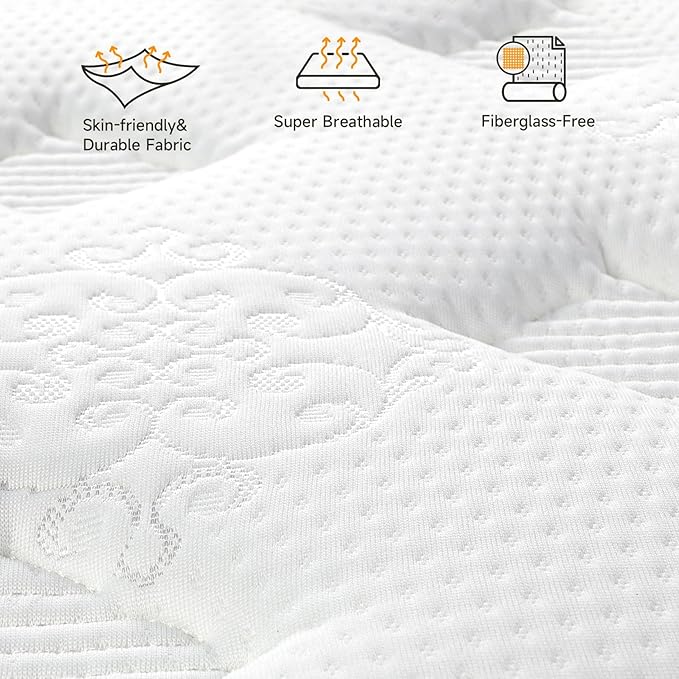 Vesgantti Twin Mattress, 10 Inch Innerspring Hybrid Single Bed Mattress in a Box with Breathable Foam and Pocket Spring, Ergonomic Design, Medium Firm Feel