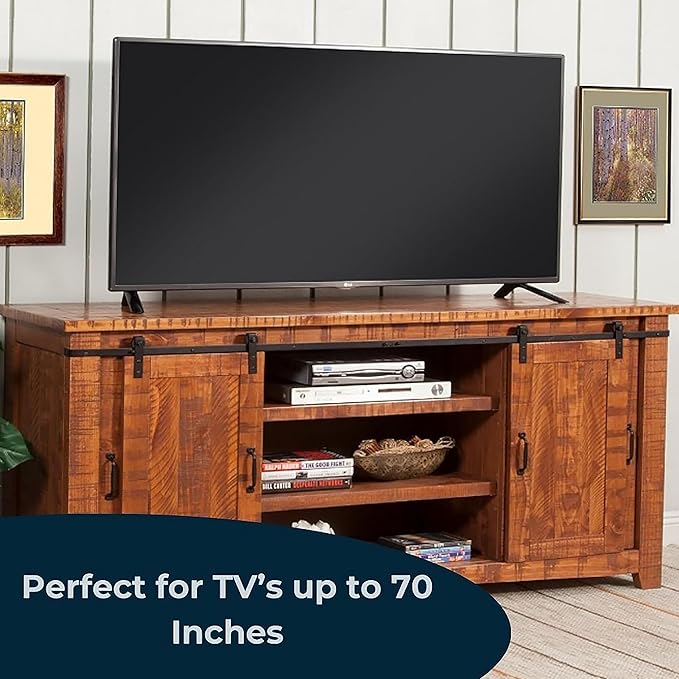 Martin Svensson Home Omaha Solid Wood TV Stand, 65", Honey Tobacco