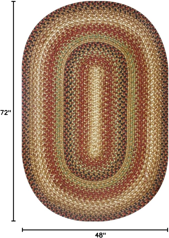 Homespice Gingerbread Jute Brown 4x6' Braided Oval Rugs for Living Room, Bedroom & Dining Room. Pet Friendly. Farmhouse, Rustic, Vintage, Primitive, Country, Boho Decor