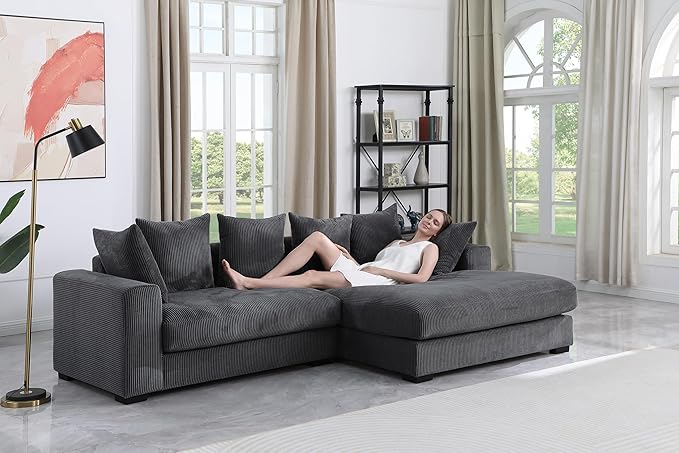 Evan L Shape sectional Sofa for Living Room, Apartment, Bedroom, Office