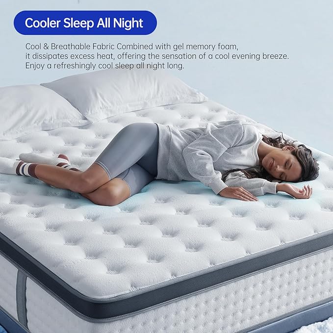 Queen Mattress,14 Inch Size Mattresses in a Box,Memory Foam Hybrid Mattress, Individual Pocket Spring for Motion Isolation &Zoned Support & Pressure Relief,Medium Firm (Queen, 14, Inches)