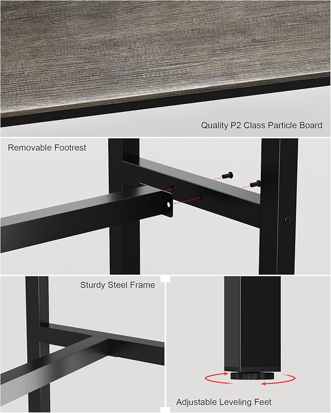 Teraves Bar Table, Bar Height Pub Table, Counter Height Table with Sturdy Metal Frame, Rectangular High Top Table for Kitchen & Dining, Living Room (47.24", Black Oak)