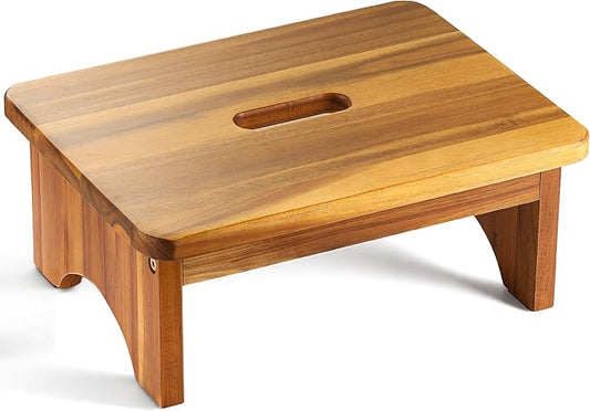Wooden Step Stool, 6.5'' One Step Stool for Adults, Wooden Beside Step Support with 550 Lbs Load Capacity,Heavy Duty/Portable/Nonslip/Durable Construction Safe Step Platform for Bedroom/Kitchen