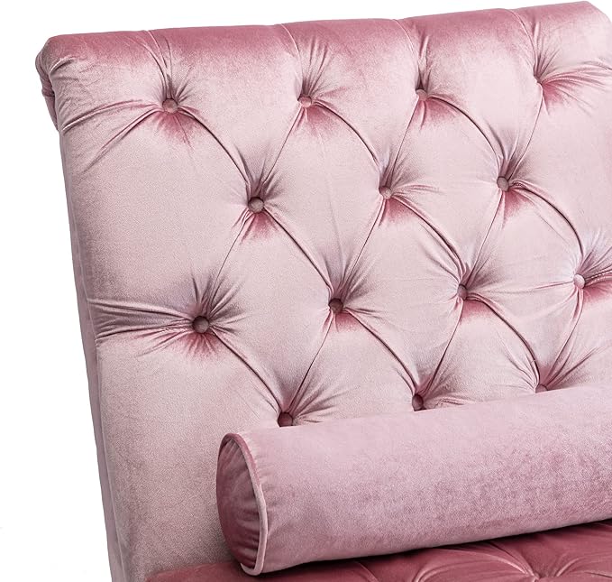 HomSof Modern Armless Velvet Chaise Lounge Indoor Chair with Solid Acrylic Legs