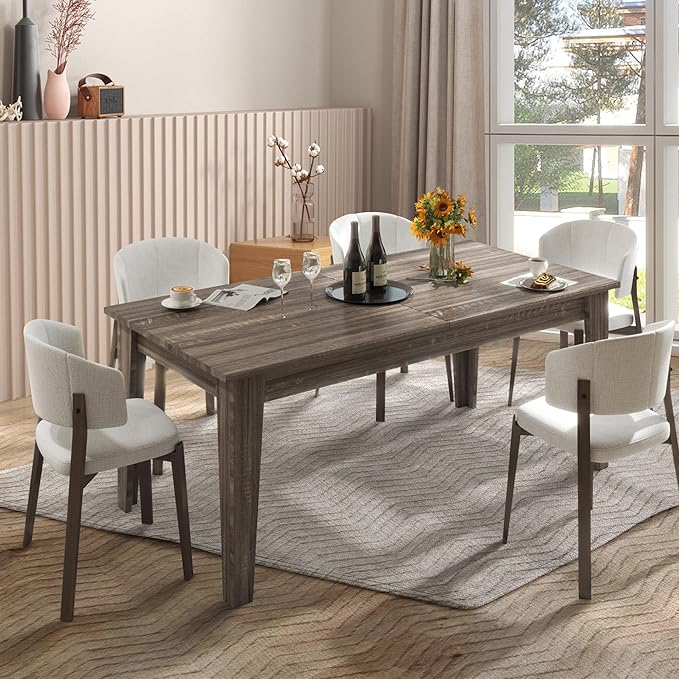 Expandable Dining Table, Convertible Table for Dining Room, Kitchen and Small Spaces, for 6-10 People, Dark Oak