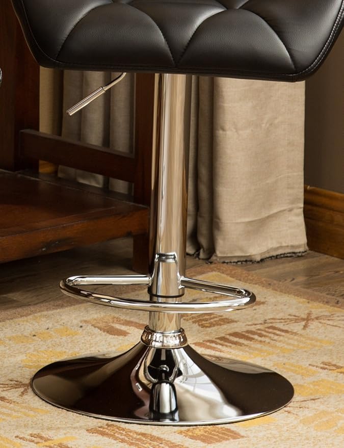 Roundhill Furniture Glasgow Contemporary Tufted Adjustable Height Hydraulic Black Bar Stools, Set of 2,