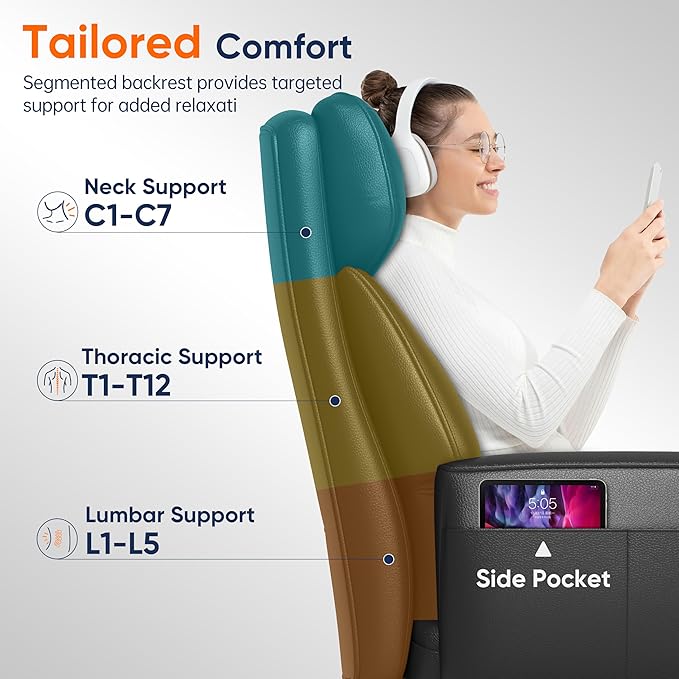 GABRYLLY Ergonomic Chair with Footrest – Wide Cross Legged Chair with Reversible Armrests, 120°Tilt, Lumbar Support,Heavy-Duty Base, Big and Tall Executive Chair Plus, Black, GY82766