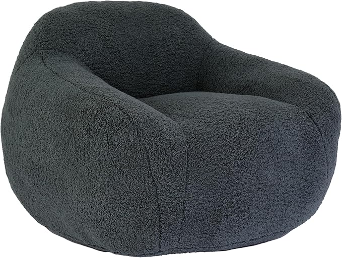 Furniliving Bean Bag Chair, Oversized Bean Bag Couch for Adults Comfy Bean Bag Sofa with Back Support, Giant Bean Bag Chair Stuffed Floor Sofa for Living Room Bedroom Dorm Office, Teddy, Dark Grey