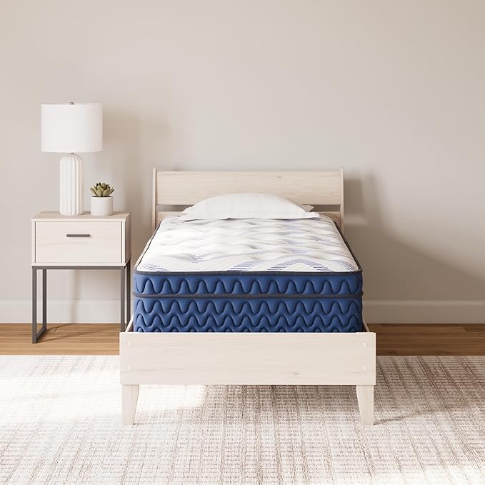 Signature Design by Ashley Twin Size Stack 12 Inch Hybrid Medium Plush Cooling Gel Infused Memory Foam Mattress for Pressure Relief, Fiberglass Free, Mattress in A Box