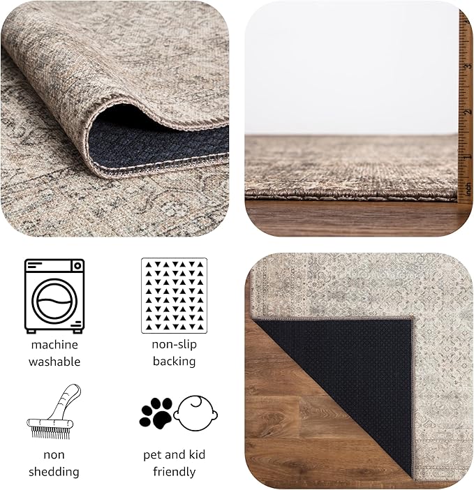 Keen Home Design 4x6 Rug - Machine Washable Area Rug with Non-Slip Backing, Ideal for Living Room, Dining Room, Bedroom - Vintage, Easy Clean, Durable, Low Pile Rug - (4' x 6')