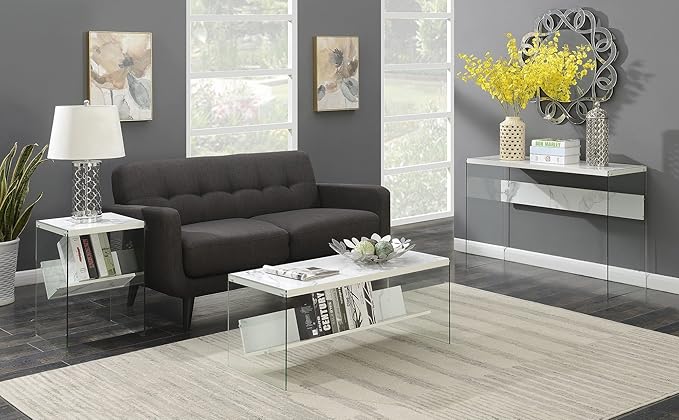 Convenience Concepts SoHo Console Table/Desk, Faux White Marble