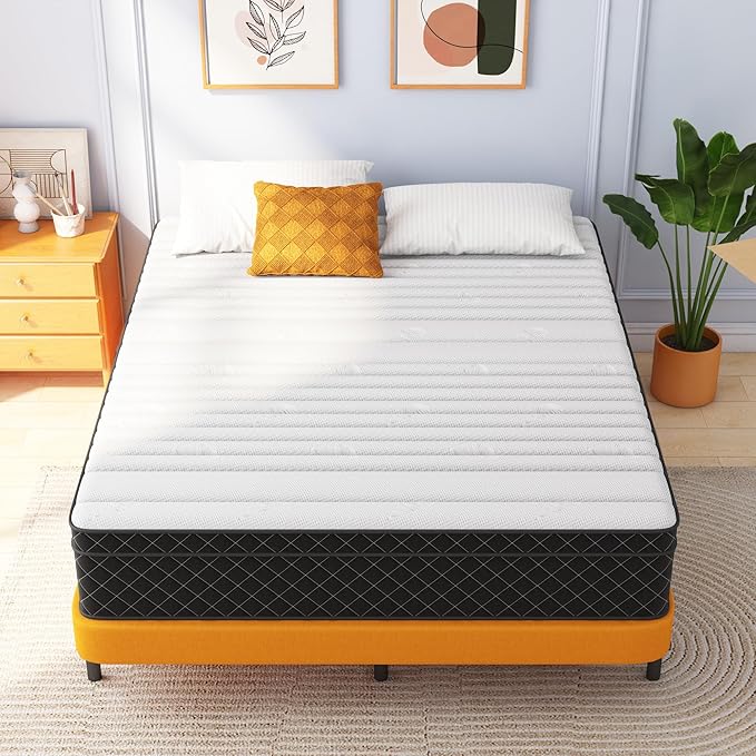 Full Mattress, 12 Inch Full Size Mattress Bed in a Box,Memory Foam & Pocket Springs, Medium Feel, Cool Sleep & Pressure Relief, 120-Night Trial
