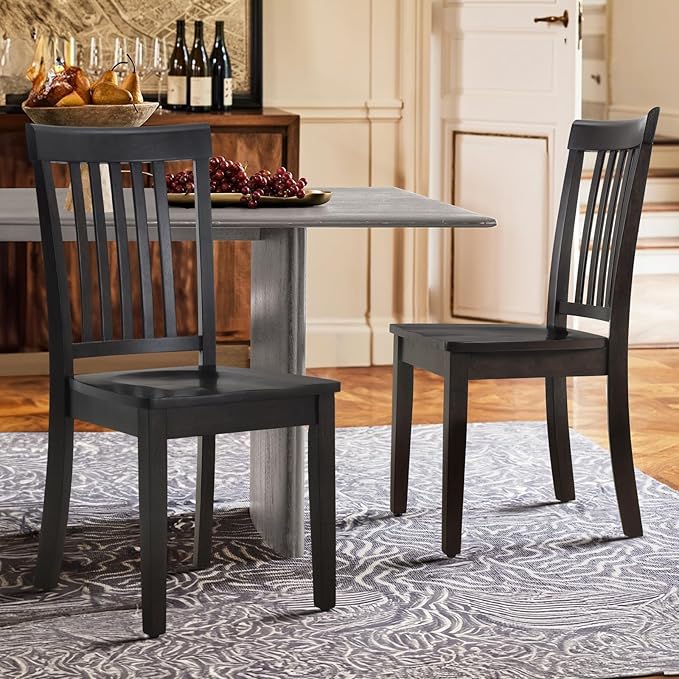 COLAMY Wooden Dining Room Chairs Set of 2, Spindle High Back Windsor Kitchen Side Chair, Farmhouse Dining Chairs for Kitchen, Dining Room, Dark Brown
