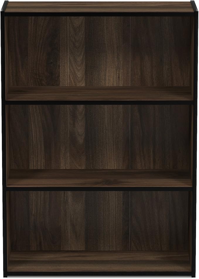 Furinno Pasir 3-Tier Open Shelf Bookcase, Columbia Walnut