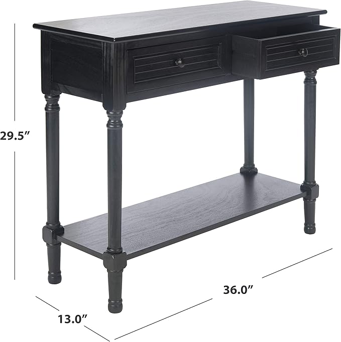 SAFAVIEH Home Collection Tate Black 2-Drawer Bottom Shelf Console Table CNS5720B