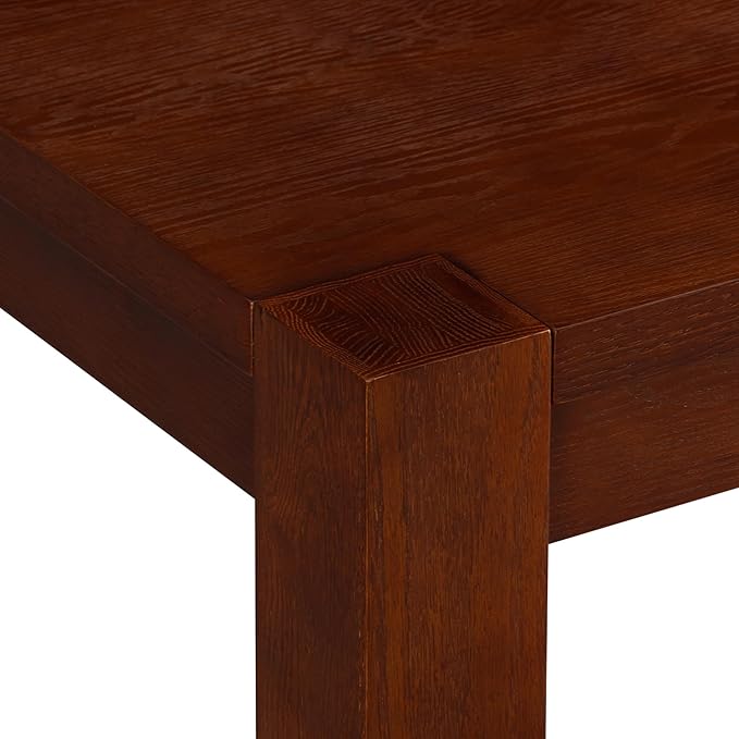 NTC Block 71 Inch Modern Farmhouse Dining Table, Rectangular Dinner Table for Dining Room, Living Room Furniture, Effortless Assembly, Dark Walnut