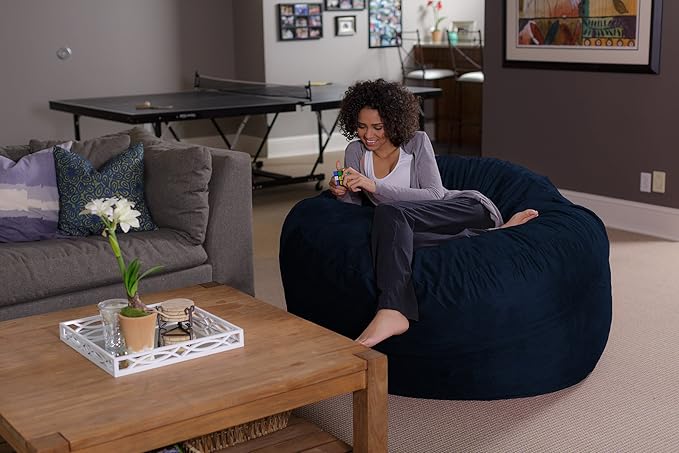 Sofa Sack Bean Bag Chair - Plush, Ultra Soft - Memory Foam Bean Bag Chair with Microsuede Cover - Stuffed Foam Filled Furniture and Accessories for Dorm Room 5 Feet - Navy