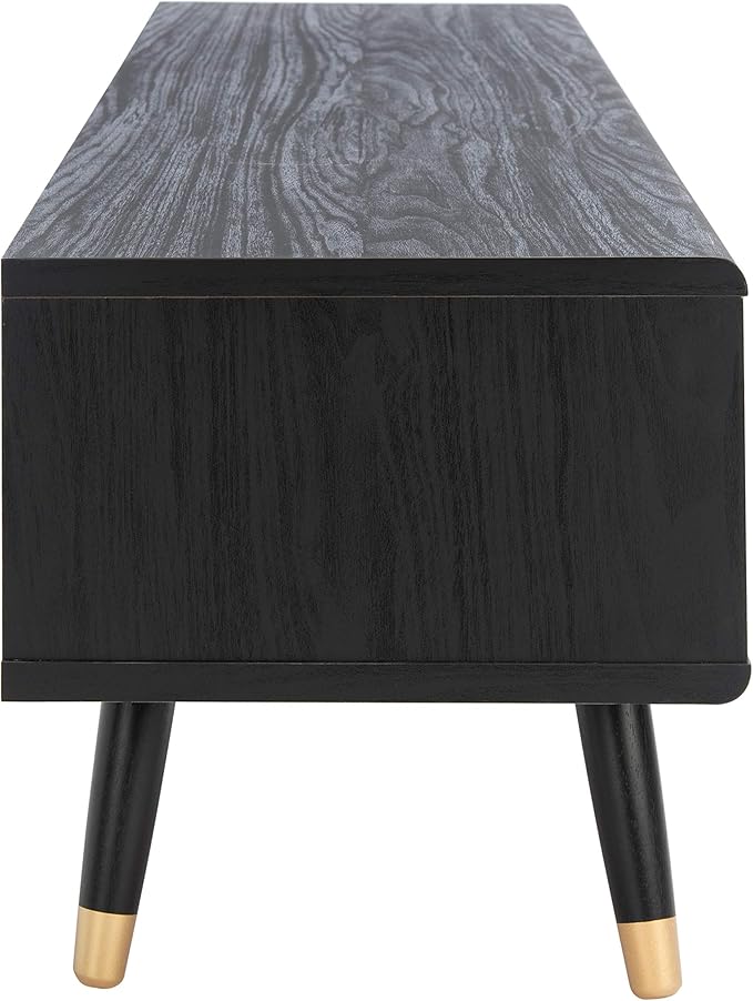 SAFAVIEH Beatrix TV Stand for up to 60" Flatscreen – Black & Oak, 2 Doors with Interior Storage, 1 Open Shelf, Entertainment Media Console (MED9607A)