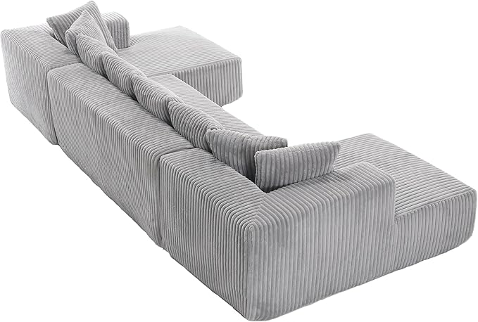 Free Combination Cloud Boneless Modular Sectional Sofa with Chaise Lounge,Modern Minimalist Upholstered Couches, Oversized U Shaped Lounge Sofa Couch w/ 8 Pillows