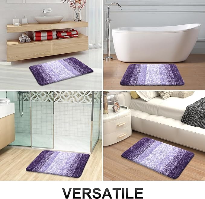 OLANLY Bathroom Runner Rugs 70x24, Extra Soft Absorbent Microfiber Bath Rugs, Rubber Backing, Quick Dry, Machine Washable Bath Mats for Bathroom Floor, Tub and Shower, Home Decor Accessories, Violet