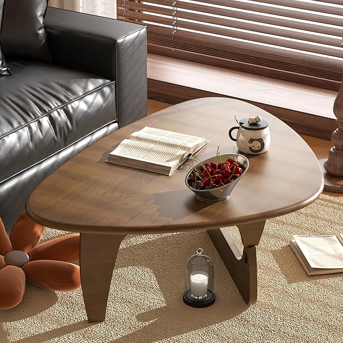 Mid Century Modern Coffee Table, Solid Wood Triangle Coffee Table for Living Room, Modern Tea Table for Home, 43.3x30.7x16.5