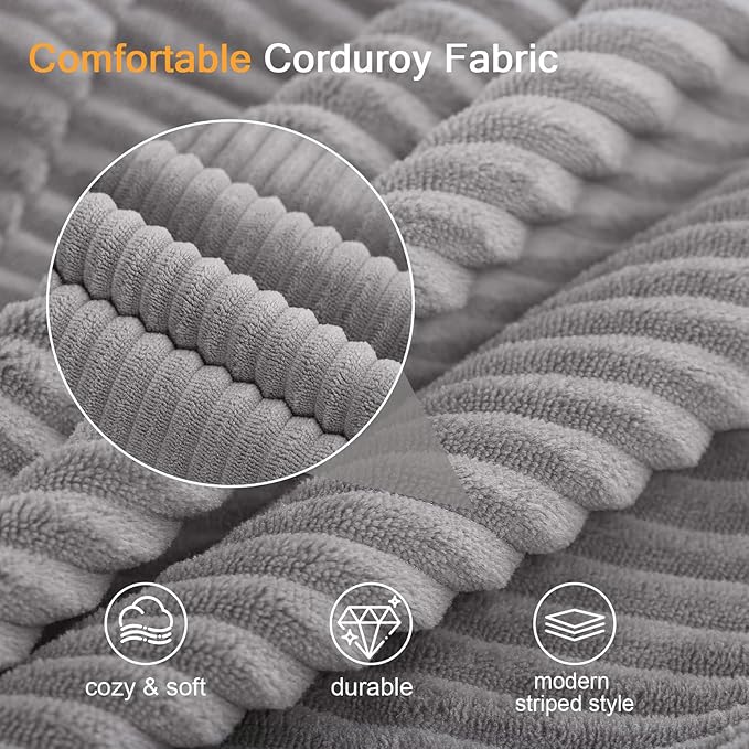 MeMoreCool Convertible Sofa Bed, Pull Out Loveseat Sleeper Sofa, Small Boneless Cloud Couch Bed for Adults, Fold Out Foam Love Seat Grey, Corduroy Folding Floor Couch for Bedroom