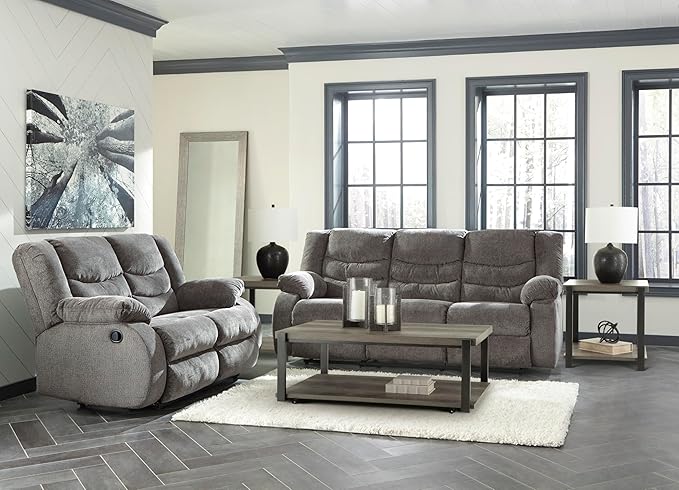 Signature Design by Ashley Loveseat Reclining, Dark Gray
