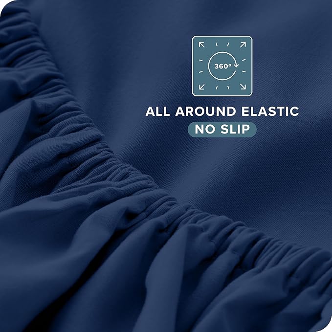 Bare Home Split Head Flex King Sheet Set - 1800 Ultra-Soft Microfiber Bed Sheets - Double Brushed - Deep Pockets - 4 Piece Set - FlexTop King Bedding Sheets (Split Head Flex King, Dark Blue)