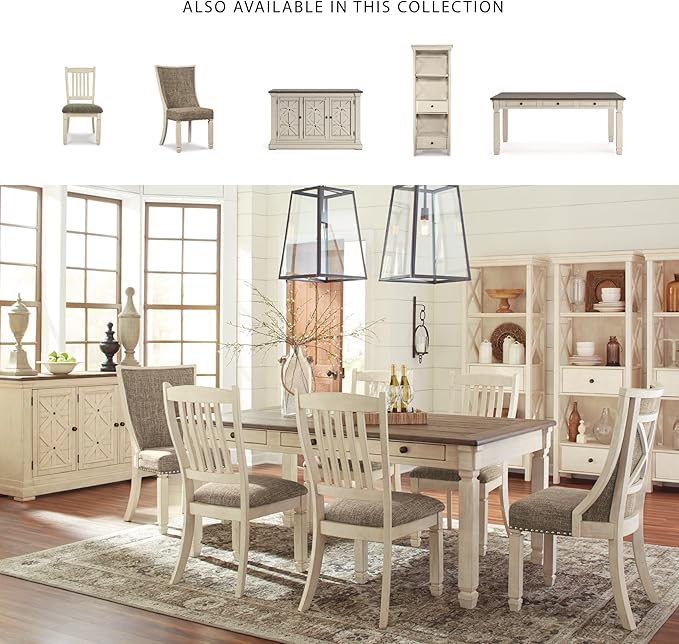 Signature Design by Ashley Bolanburg Modern Farmhouse Upholstered Dining Chair, 2 Count, Brown