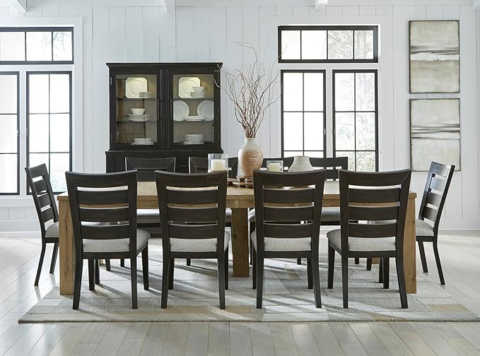 Signature Design by Ashley Galliden Urban Armless Upholstered Dining Chair, Set of 2, Black & Light Gray