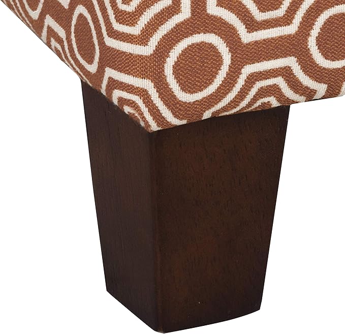 HomePop Upholstered Storage Cube Ottoman with Hinged Lid, Orange Geometric 17" x 17" x 18"