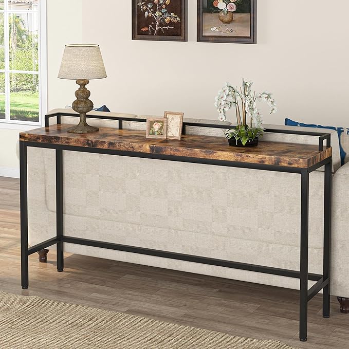 Tribesigns 70.9 inch Extra Long Sofa Table, Narrow Console Table Behind Couch, Rustic Industrial Entryway Table Skinny Hallway Table for Living Room