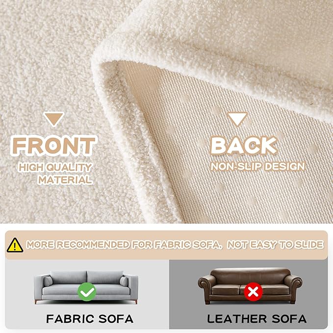 MYSKY HOME White Couch Covers for 3 Cushion Couch Sofa Pet Friendly Dog Couch Cover, Thick Durable Furniture Protector Cover, Non Slip Soft Couch Sofa Cover, Sofa Covers Washable, 71" x 118"