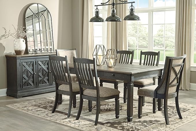 Signature Design by Ashley Tyler Creek Urban Farmhouse Upholstered Dining Chair, 2 Count, Almost Black