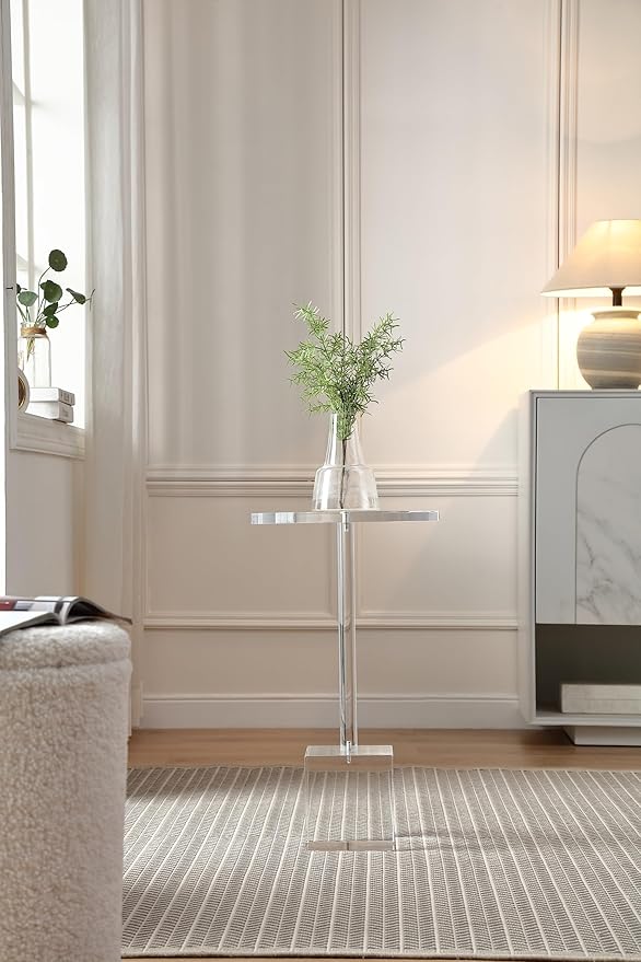 Clear Acrylic End Table,Side Table,Clear,for Livingroom,13.5 x 13.5 inch, 23 inch High