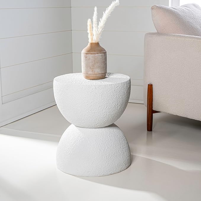JONATHAN Y TBL1100A Greta 18" Mid-Century Modern Drum Indoor/Outdoor Accent Table Modern, Contemporary, Minimalist, Scandinavian, Classic, Patio, Garden, Bathroom, Living Room, White