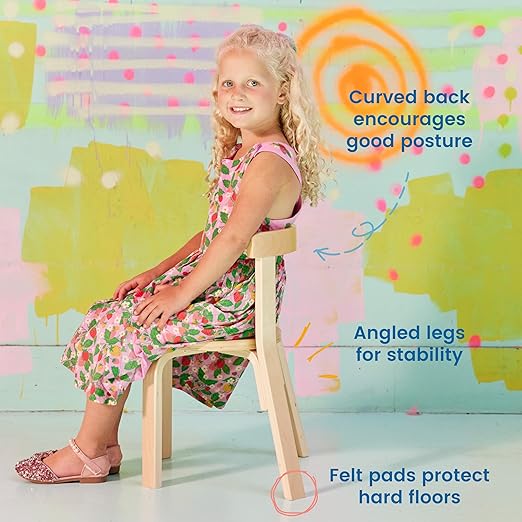 ECR4Kids Bentwood Table and Curved Back Chair Set, Kids Furniture, Natural, 5-Piece
