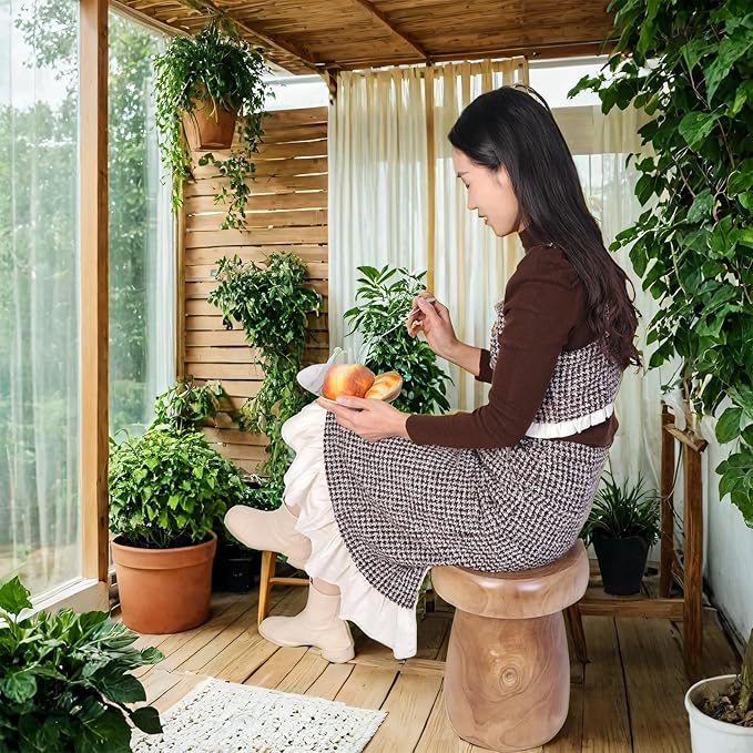 TORMAYS HOME Handmade Wood Side Table Tree Stump End Table Solid Wood Stool Plant Stand Rustic Coffee Table Nightstand for Living Room Bedroom Balcony Garden (Natural Color)