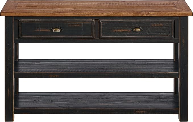 Martin Svensson Home Monterey Solid Wood Sofa Console Table, Black and Honey Brown