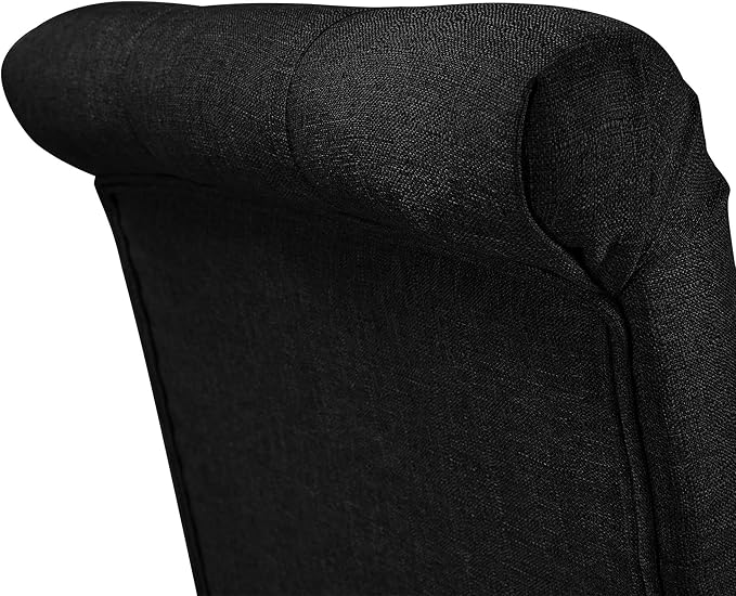 Yaheetech Dining Chairs Set of 2 Fabric Upholstered Dining Room Chairs with Button Tufted High Back and Solid Wood Legs for Kitchen/Living Room/Restaurant, Modern Style, Black