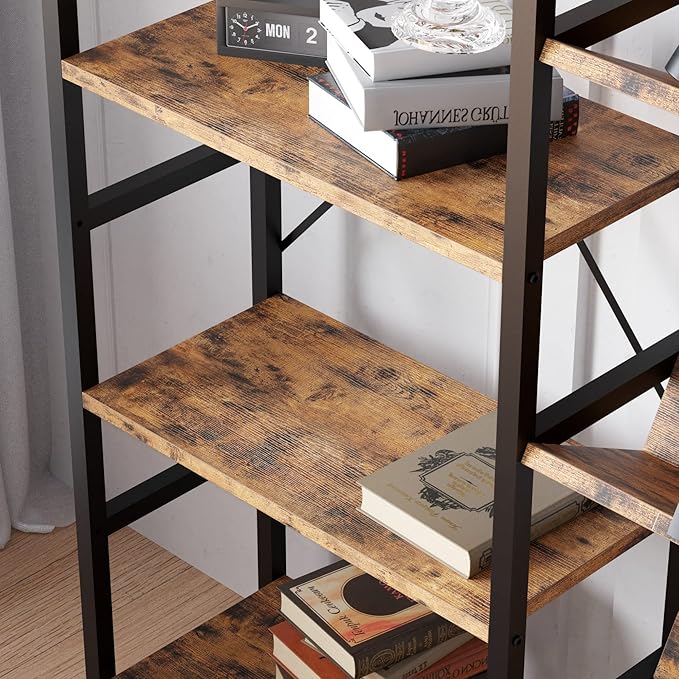 IRONCK Bookshelves and Bookcases 5 Tiers, Triple Wide Industrial Bookshelf, Large Etagere Bookshelf, Display Storage Bookshelves with Metal Frame for Living Room, Home Office