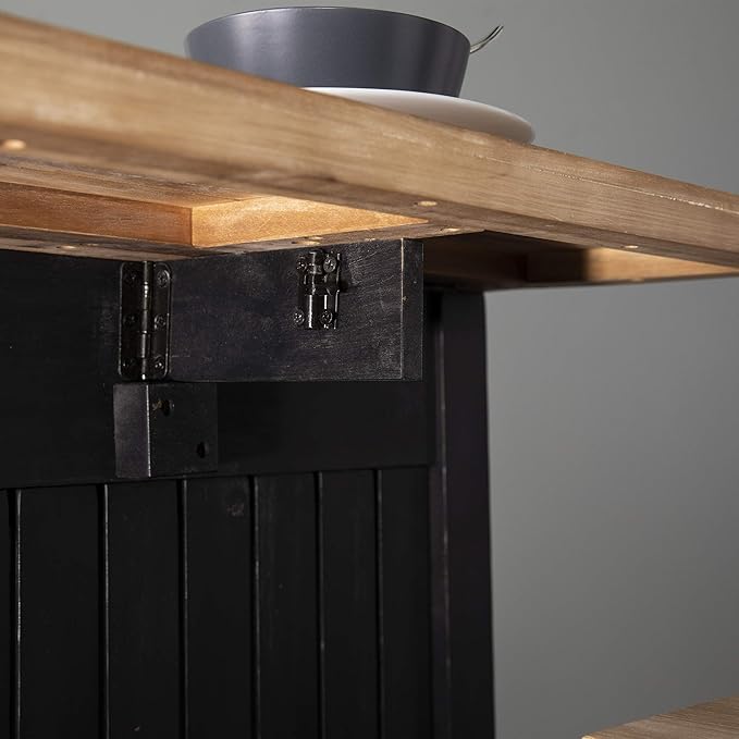 SEI Furniture Berinsly Expandable Freestanding Kitchen Island, Black, Natural
