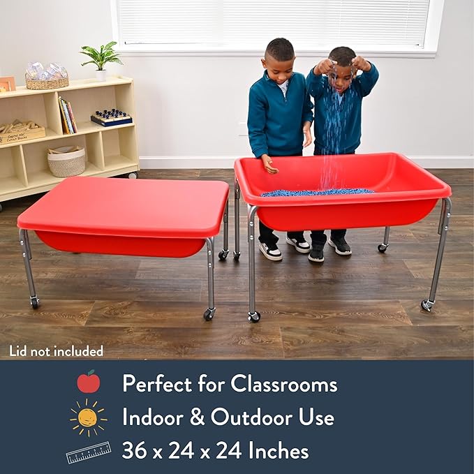 Children's Factory Medium Sensory Table – 18″ Height Table, Sandbox, Water Table for Kids, Red