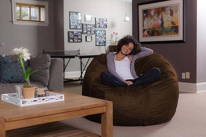 Sofa Sack Bean Bag Chair - Plush, Ultra Soft - Memory Foam Bean Bag Chair with Microsuede Cover - Stuffed Foam Filled Furniture and Accessories for Dorm Room 5 Feet - Chocolate