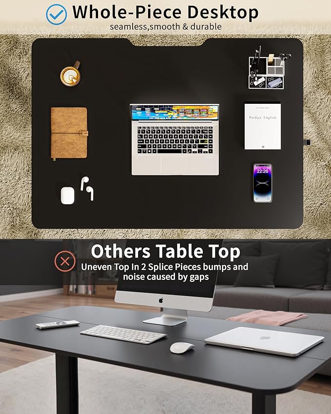 Okin Small Electric Standing Desk, 36" x 24" Whole Piece Height Adjustable Desk, Black Sit to Stand Desks Computer Workstation with Wheels for Home Office