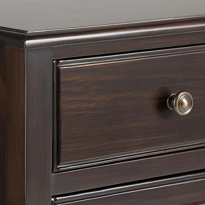 SIMPLIHOME Connaught SOLID WOOD 40 Inch Wide Traditional Entryway Storage Cabinet in Dark Chestnut Brown, For the Living Room, Entryway and Family Room