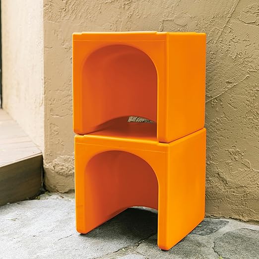 ECR4Kids Tri-Me Table and Cube Chair Set, Multipurpose Furniture, Orange, 3-Piece
