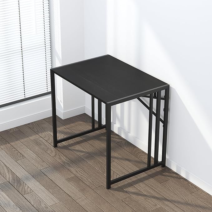 Lutown Teen Folding Computer Desk - 32 inch, Writing & Gaming, Small Space Office Desk, Black, No Assembly Required