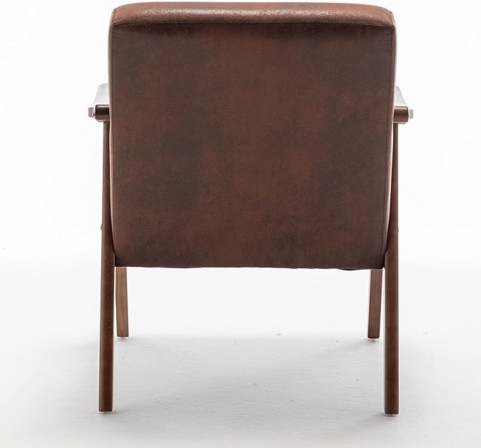 Container Furniture Direct Accent Chair with Microfiber Upholstery and Solid Wood Frame, Classic Mid-Century Modern Living Room Furniture for Extra Seating, Light Brown